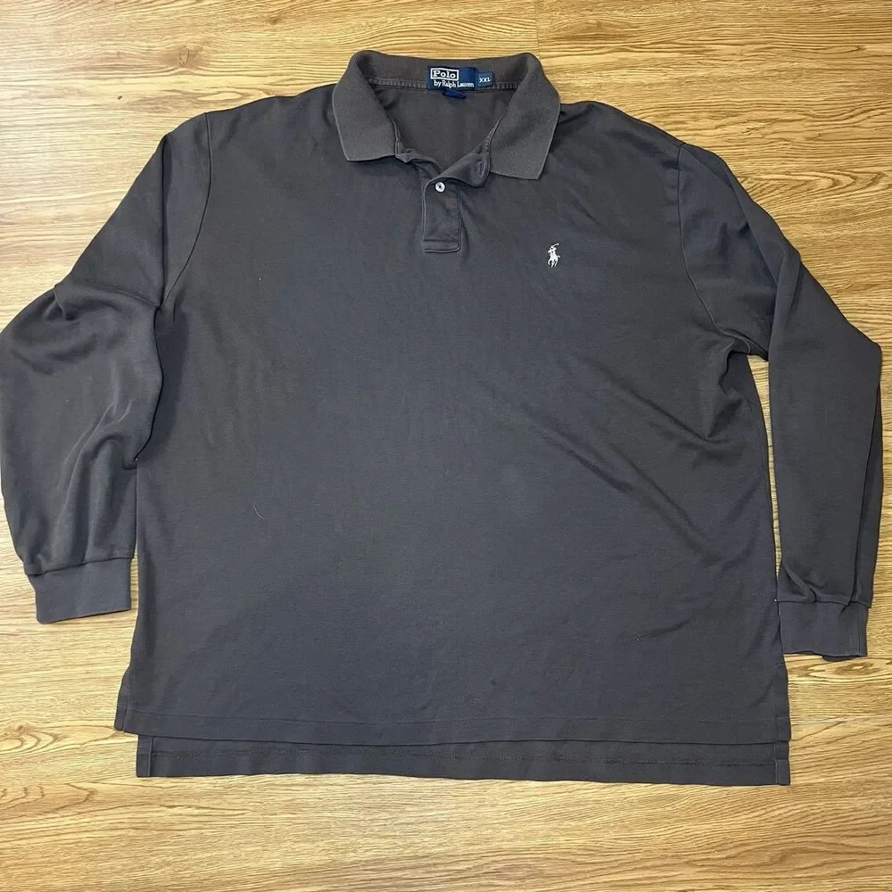2 Polo Ralph Lauren Polo Shirt Long Sleeves Men’s Sz XXL Coal & Gray